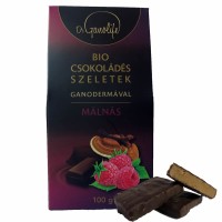 Dr Ganolife Felii de Ciocolata Bio cu Ganoderm  si Zmeura 100g
