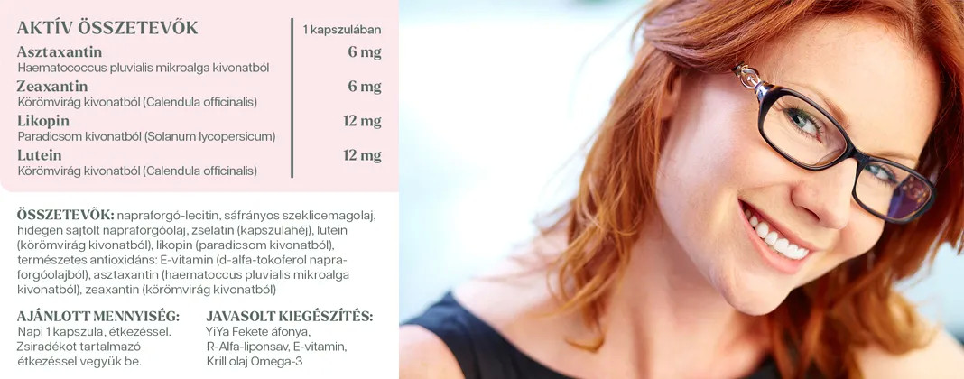 YiYa Astaxanthin, Zeaxanthin, Lutein, Likopin, 60 capsule - Complex de Carotenoide