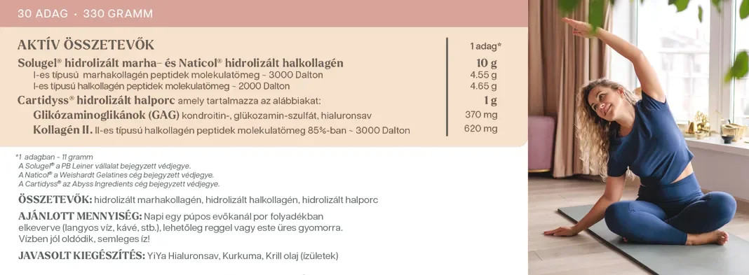 YiYa Colagen I+II Complex 330 gr– Complex multicollagen pentru protecția articulațiilor, oaselor, pereților vasculari și pielii!