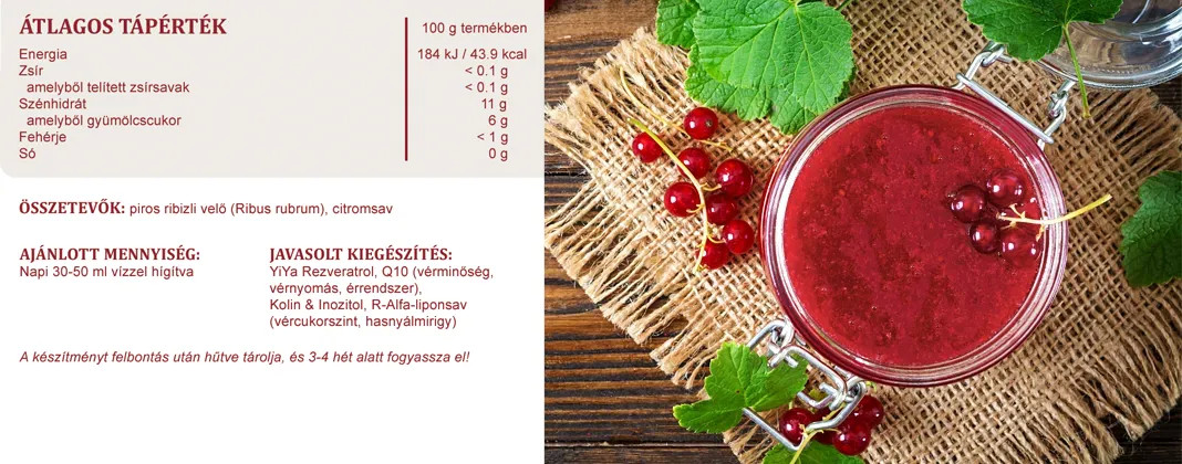 YiYa Suc de coacăze roșii, 500 ml - un fruct de pădure bogat în vitamina C și carotenoizi  direct de pe pământul maghiar!