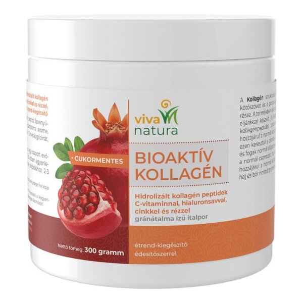 Collagen Plus Pudră de băutură cu aromă de rodie cu acid hialuronic cu vitamina C (300 g)