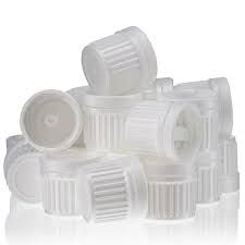 Capac 18 mm  pentru sticle, cu sigiliu și picurător  Alb