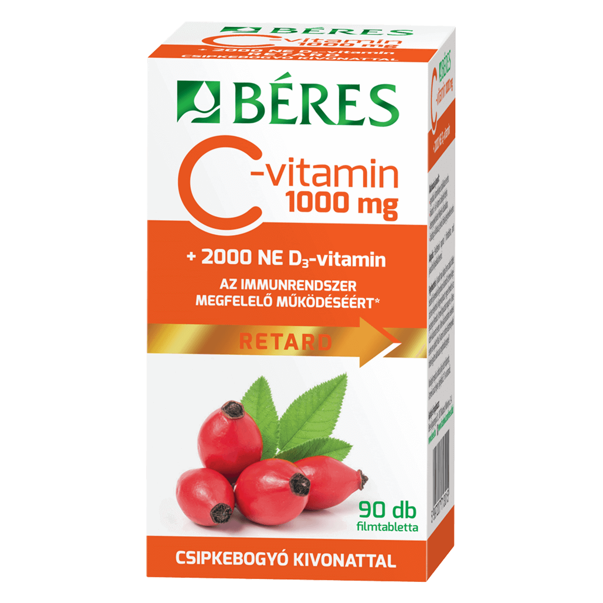 Béres Vitamina C 1000 mg măceșe + D 2000 UI tabletă retard 90x