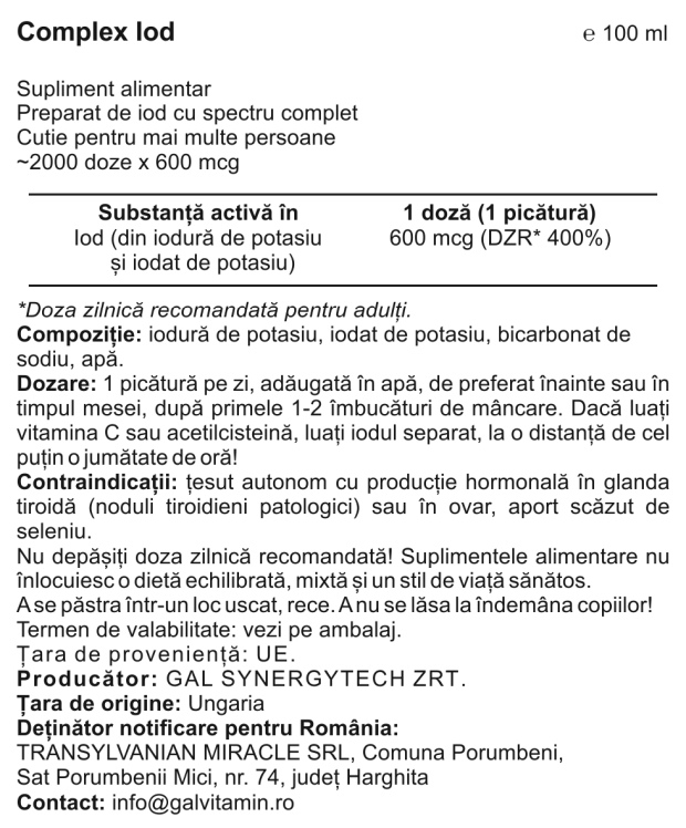 GAL Complex de iod, 600 mcg x 2000 doze
